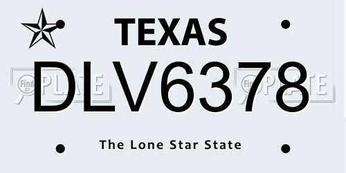 DLV6378 Texas License Plate