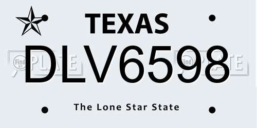 DLV6598 Texas License Plate