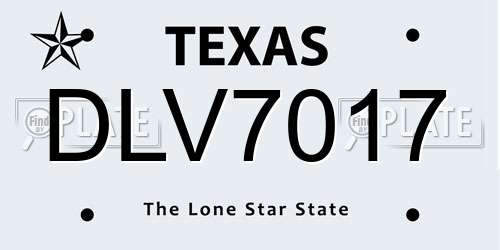 DLV7017 Texas License Plate