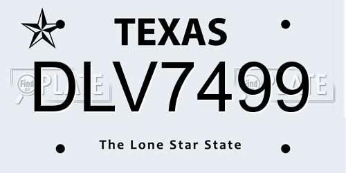 DLV7499 Texas License Plate