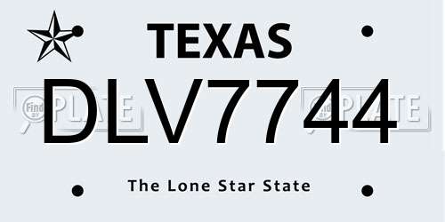 DLV7744 Texas License Plate