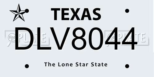 DLV8044 Texas License Plate