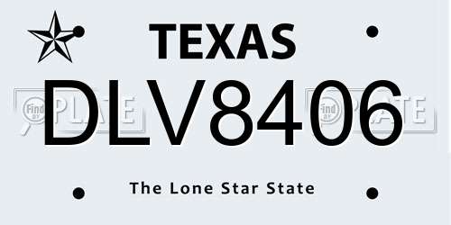 DLV8406 Texas License Plate