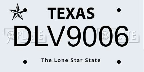 DLV9006 Texas License Plate