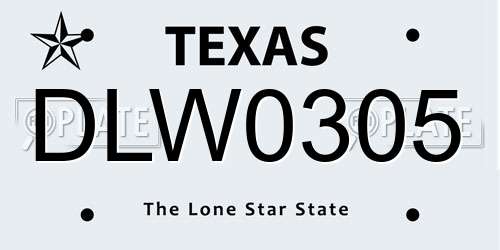 DLW0305 Texas License Plate
