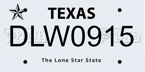 DLW0915 Texas License Plate