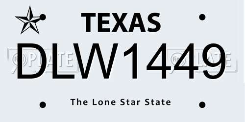 DLW1449 Texas License Plate