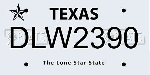 DLW2390 Texas License Plate