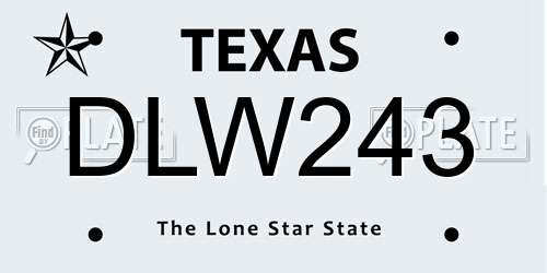 DLW243 Texas License Plate