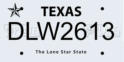 DLW2613 Texas License Plate