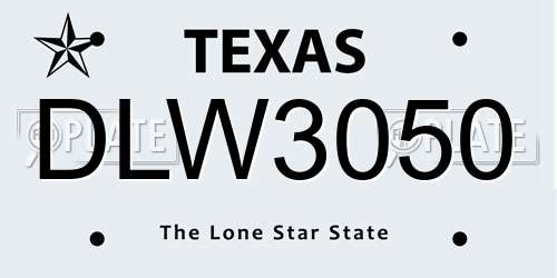 DLW3050 Texas License Plate