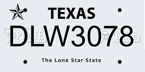 DLW3078 Texas License Plate