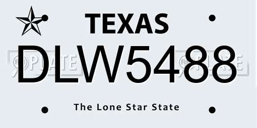 DLW5488 Texas License Plate