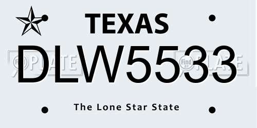 DLW5533 Texas License Plate