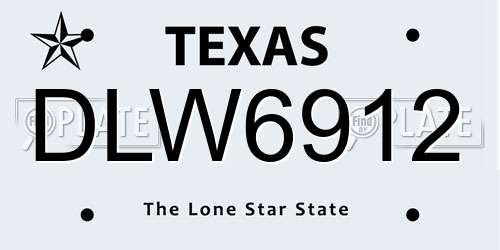 DLW6912 Texas License Plate