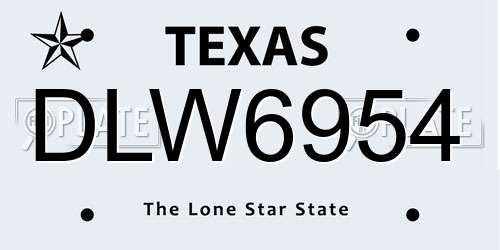 DLW6954 Texas License Plate