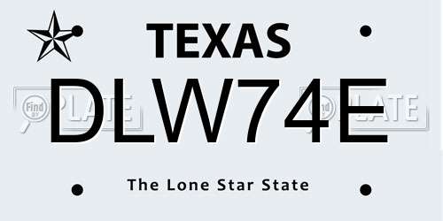 DLW74E Texas License Plate