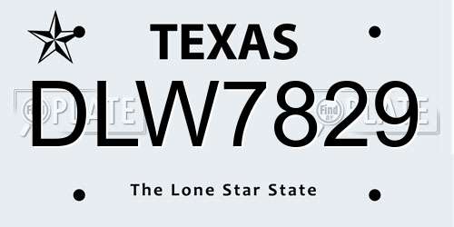 DLW7829 Texas License Plate
