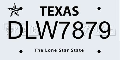 DLW7879 Texas License Plate