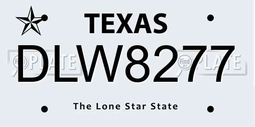 DLW8277 Texas License Plate