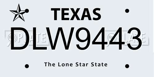 DLW9443 Texas License Plate