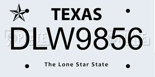DLW9856 Texas License Plate