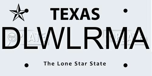 DLWLRMA Texas License Plate