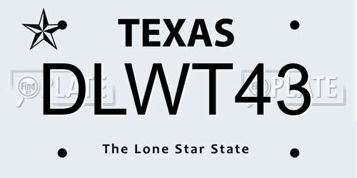 DLWT43 Texas License Plate