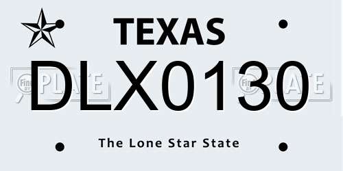 DLX0130 Texas License Plate