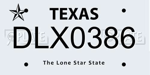 DLX0386 Texas License Plate