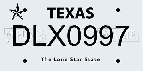 DLX0997 Texas License Plate