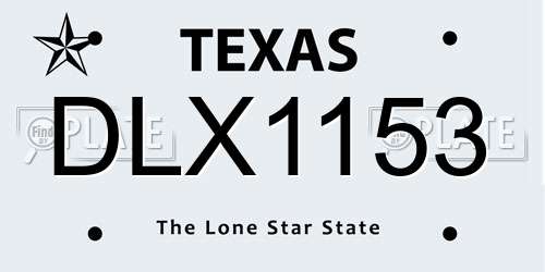 DLX1153 Texas License Plate