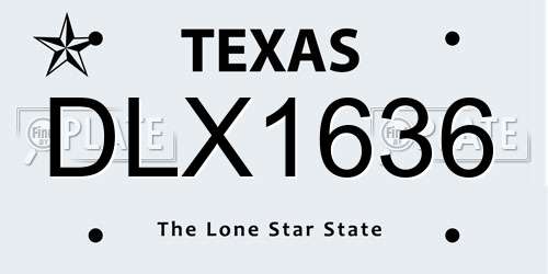 DLX1636 Texas License Plate