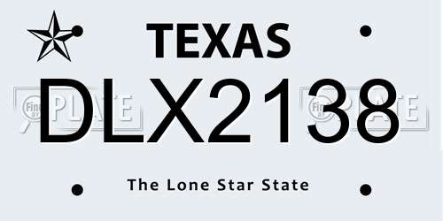 DLX2138 Texas License Plate