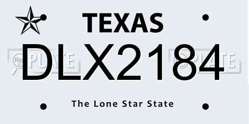 DLX2184 Texas License Plate
