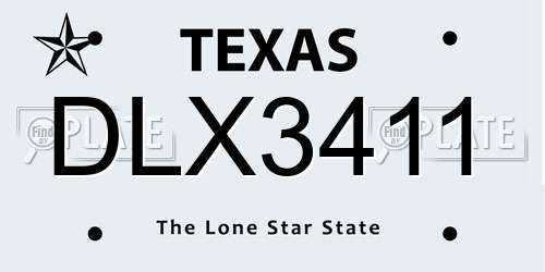 DLX3411 Texas License Plate
