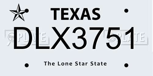 DLX3751 Texas License Plate