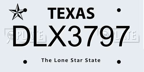 DLX3797 Texas License Plate