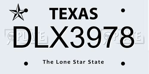 DLX3978 Texas License Plate