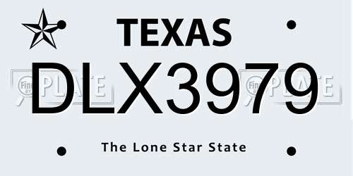 DLX3979 Texas License Plate
