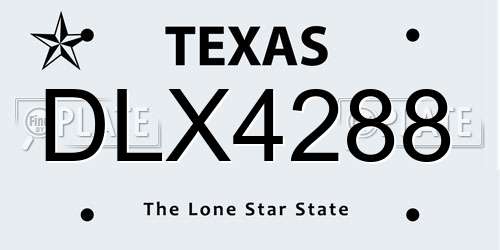 DLX4288 Texas License Plate