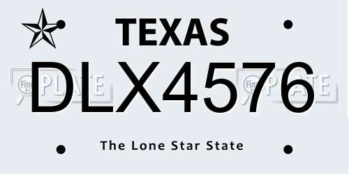 DLX4576 Texas License Plate