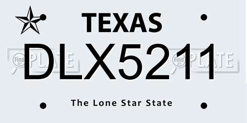 DLX5211 Texas License Plate