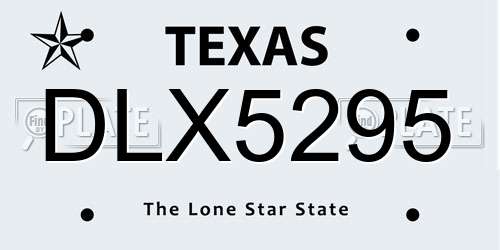 DLX5295 Texas License Plate