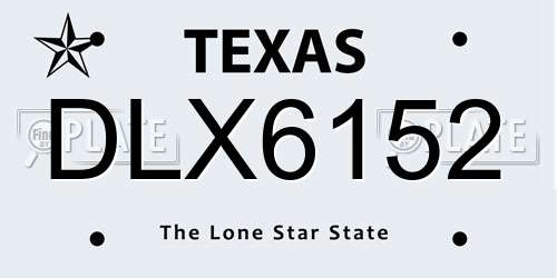 DLX6152 Texas License Plate
