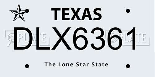 DLX6361 Texas License Plate
