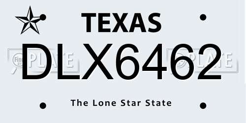 DLX6462 Texas License Plate