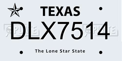 DLX7514 Texas License Plate