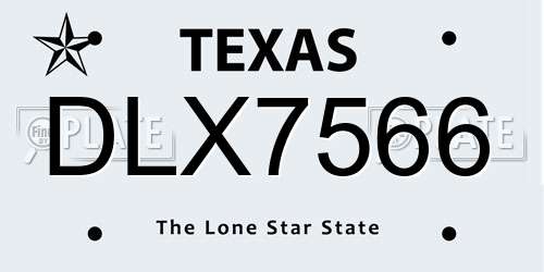 DLX7566 Texas License Plate