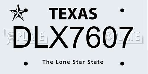 DLX7607 Texas License Plate